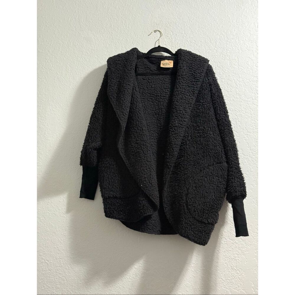 Cozy Hooded Teddy Jacket - Black